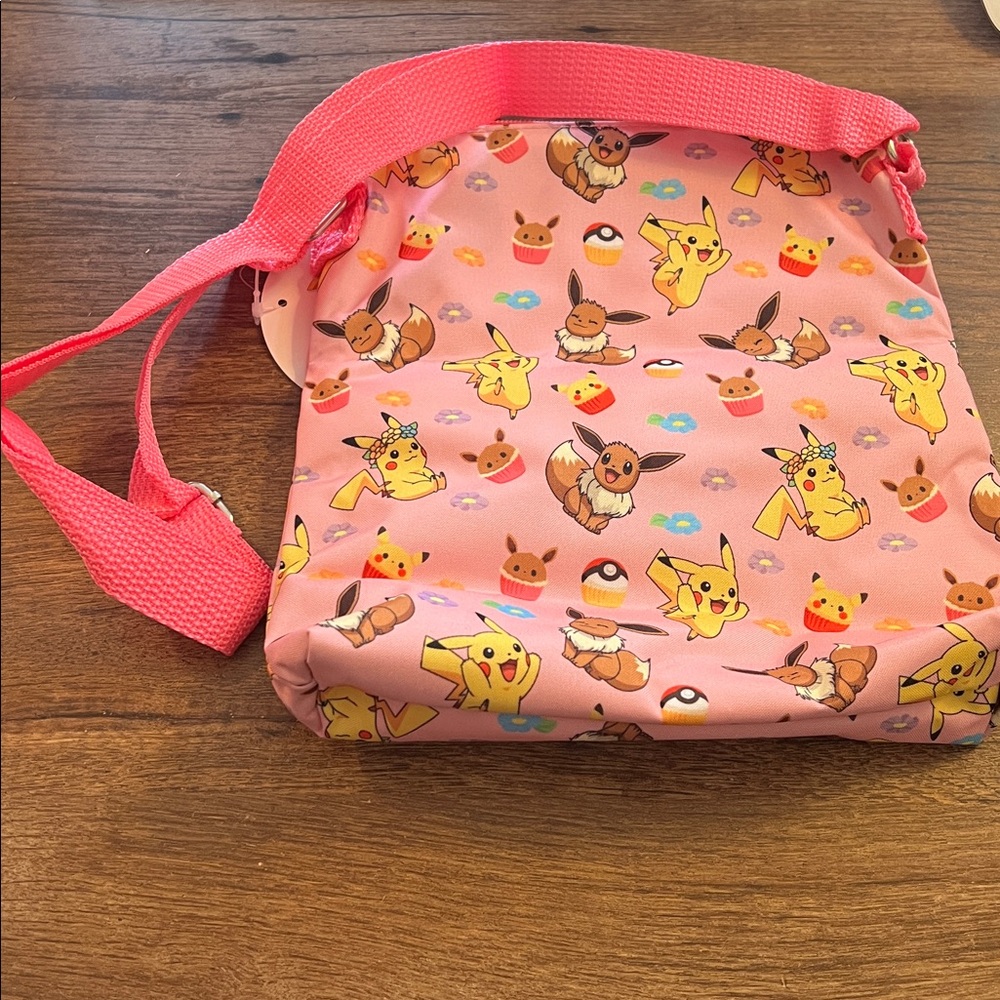 Pokemon Pink Crossbody Bag with Pikachu & Eevee Print - Picture 3 of 5